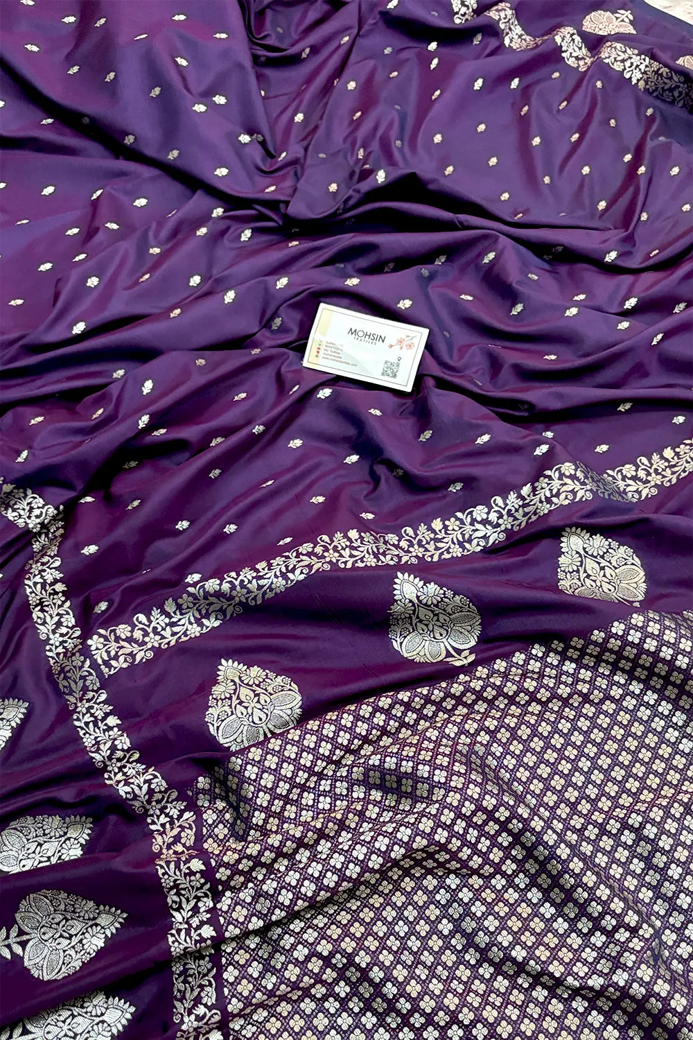 Purple Hukum Buti Katan Silk Banarasi Saree