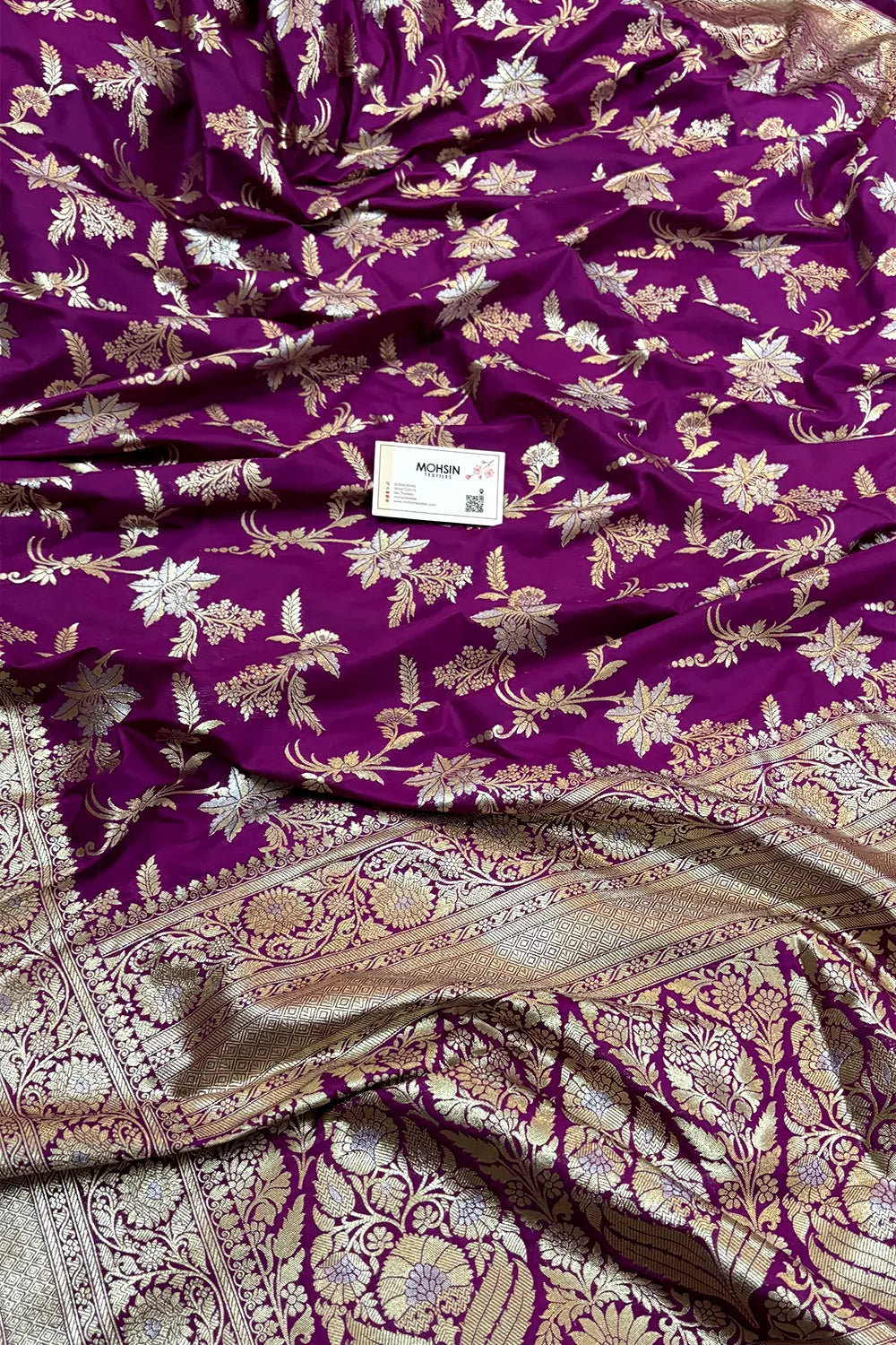 Purple Jasmine Jaal Katan Silk Banarasi Saree