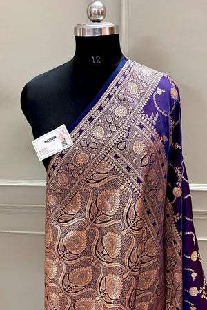 Purple Kanchan Bel Katan Silk Banarasi Saree