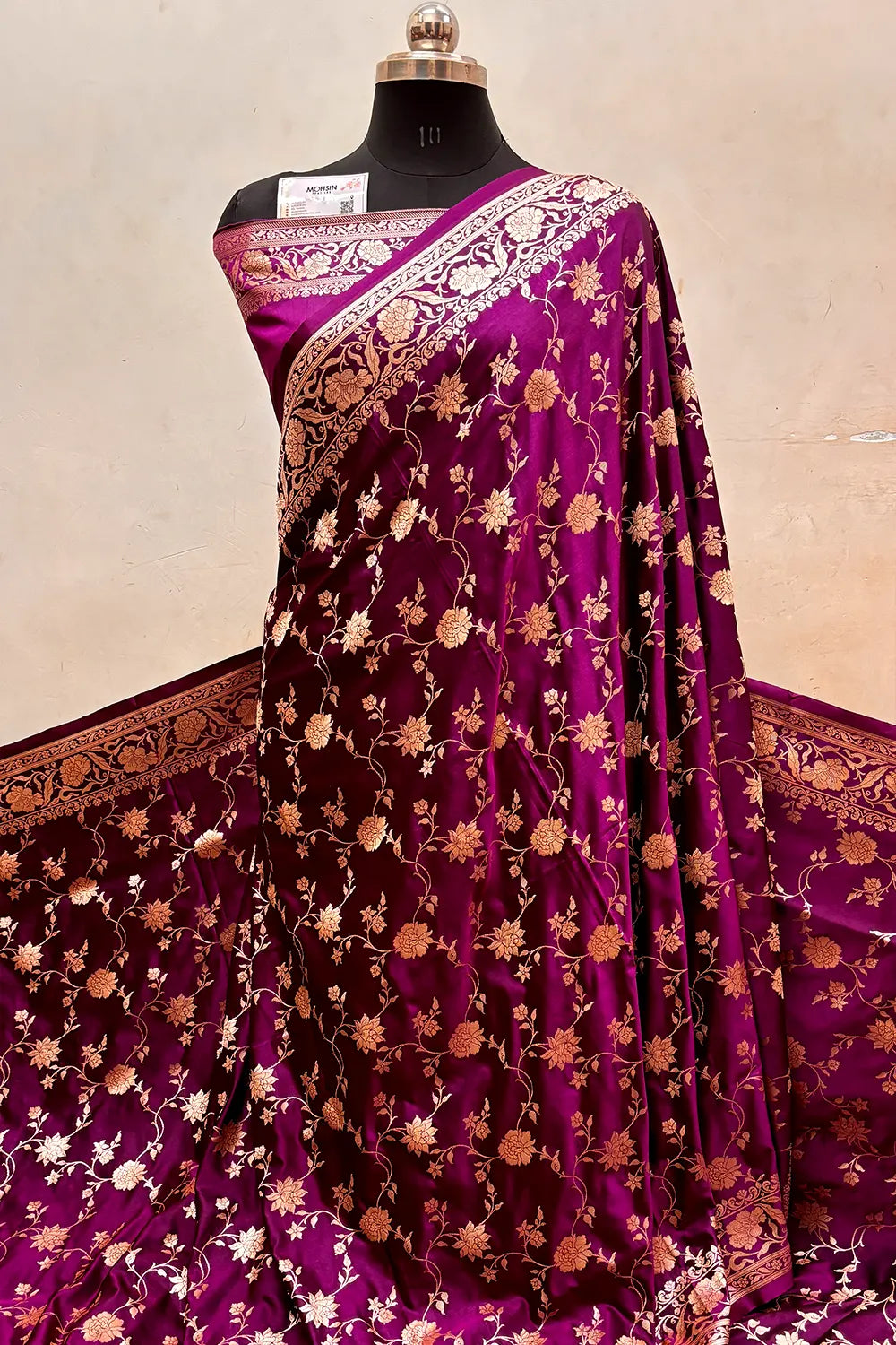 Purple Kesari Jaal Katan Silk Banarasi Saree