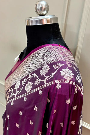 Purple Mahinki Buti Katan Silk Banarasi Saree