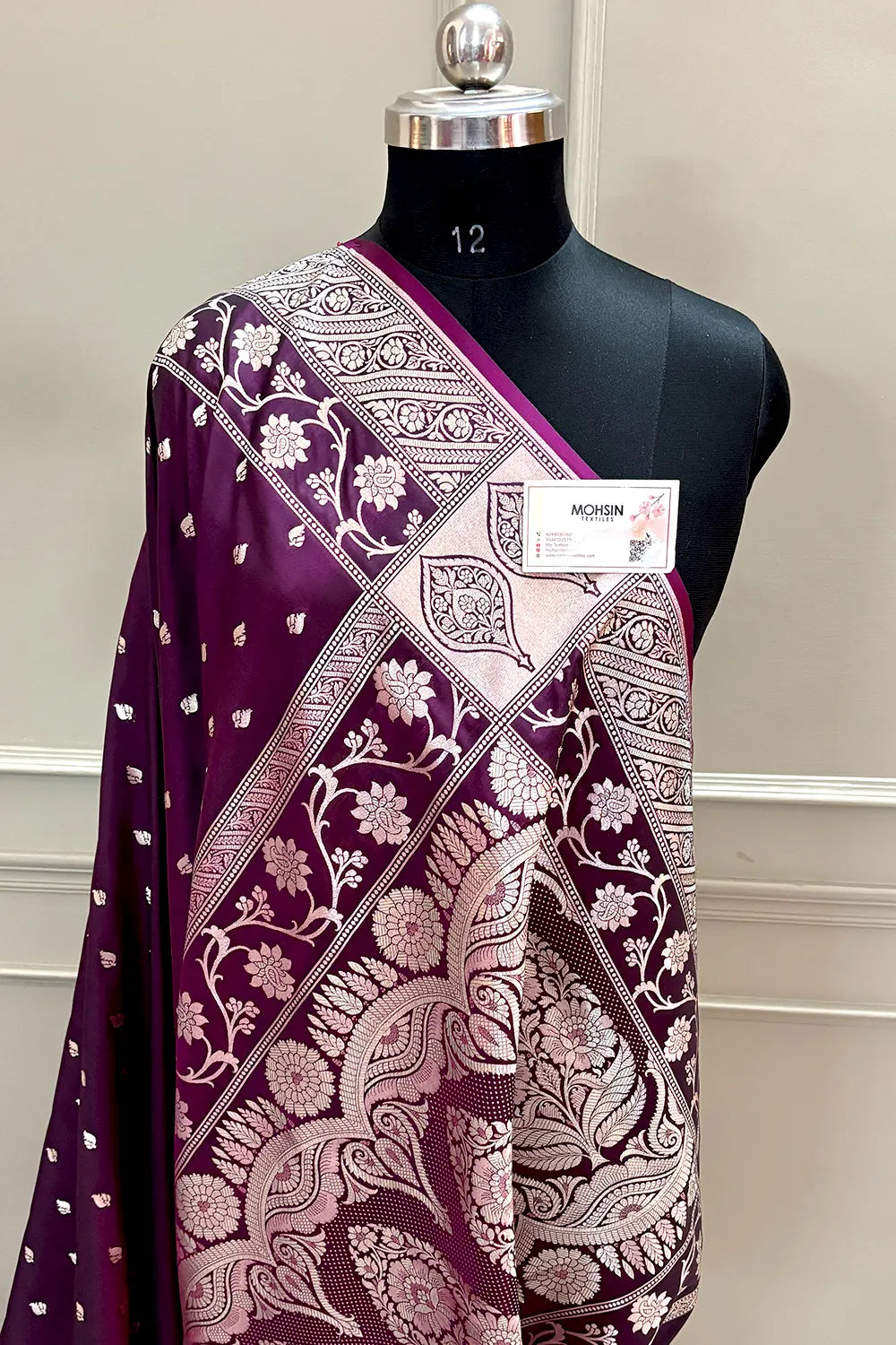 Purple Mahinki Buti Katan Silk Banarasi Saree
