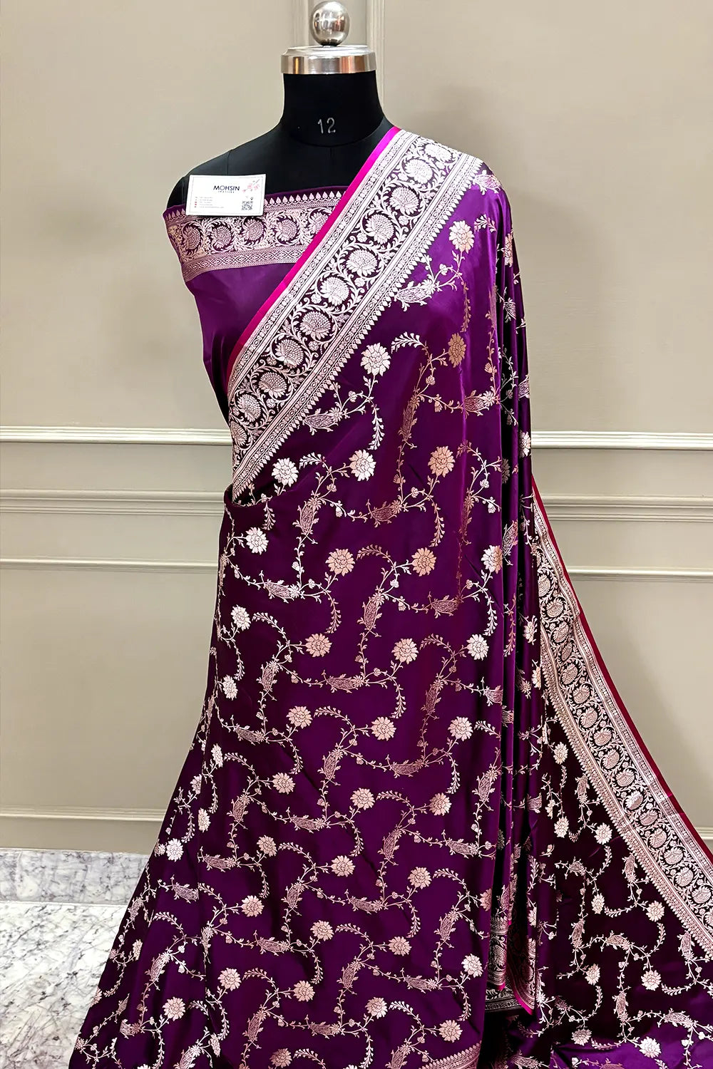 Purple Makra Jaal Katan Silk Banarasi Saree