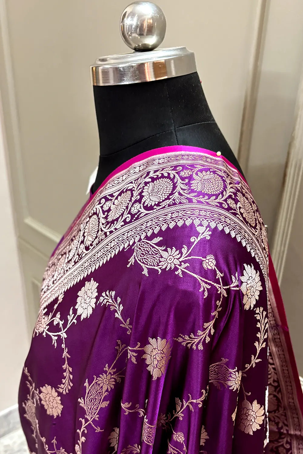 Purple Makra Jaal Katan Silk Banarasi Saree