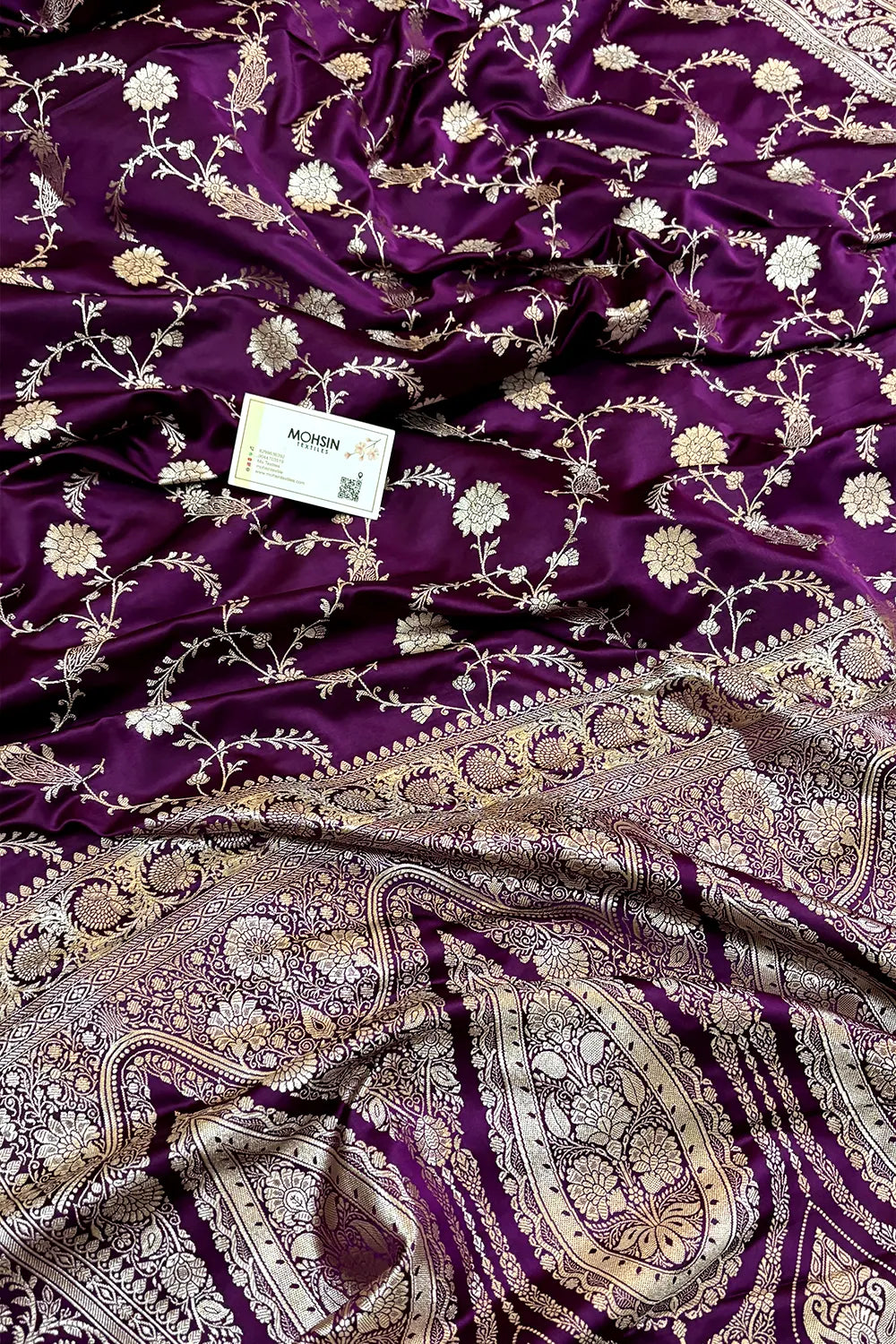Purple Makra Jaal Katan Silk Banarasi Saree