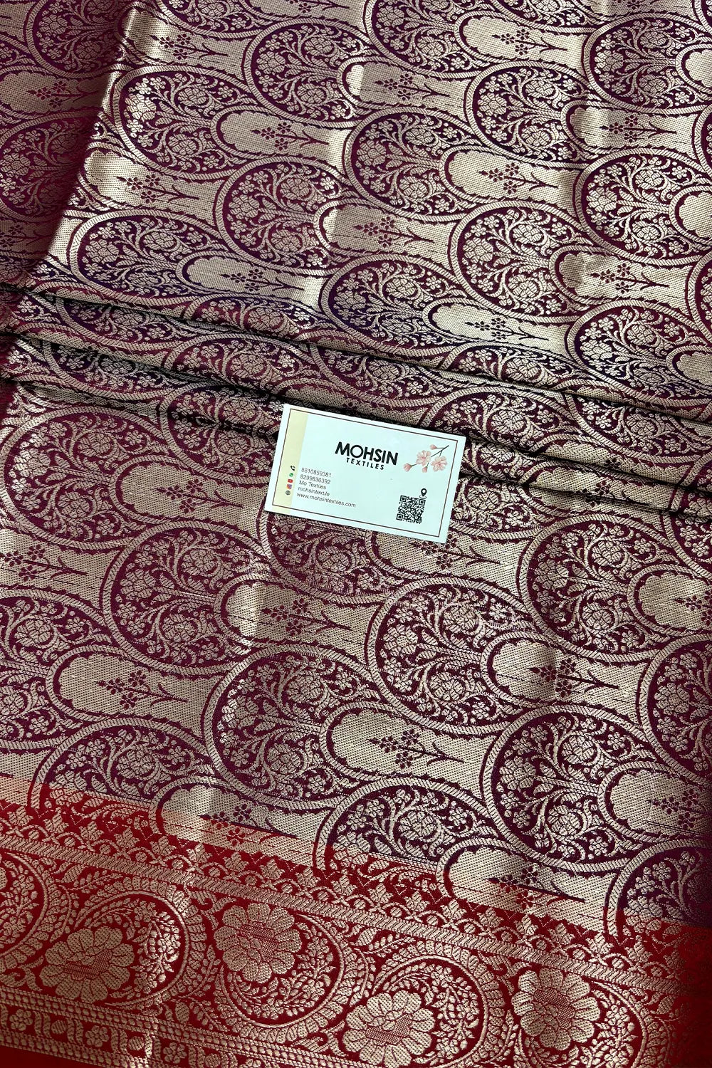 Purple Mauve and Wine Zari Semi Katan Silk Banarasi Saree