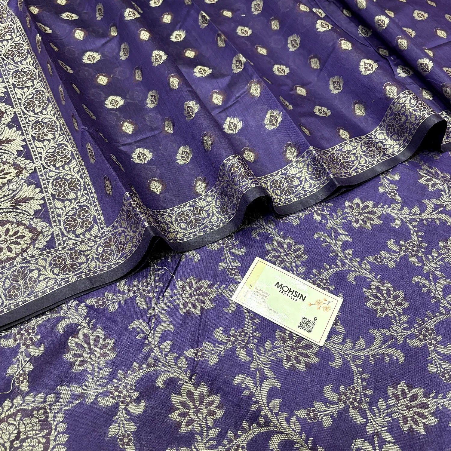 Purple Mogambo Jaal Cotton Silk Banarasi Suit