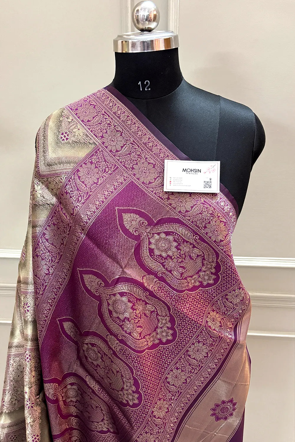 Purple Pashmina Tissue Silk Banarasi Saree
