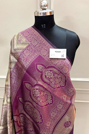 Purple Pashmina Tissue Silk Banarasi Saree