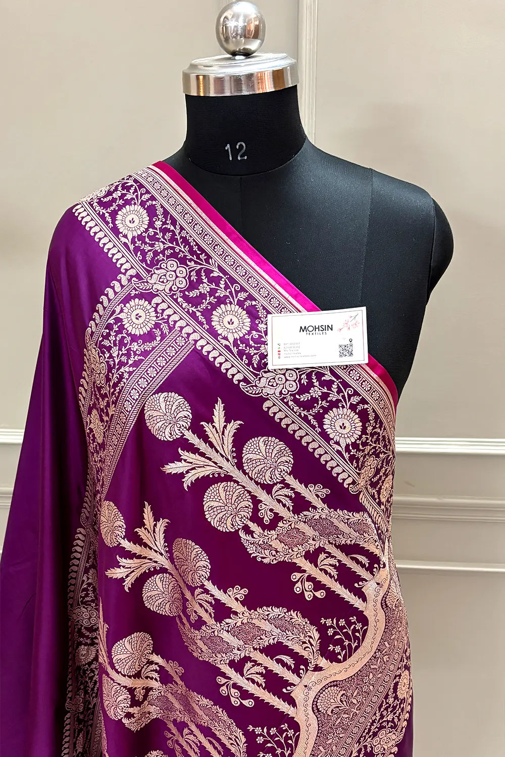 Purple Plain Katan Silk Banarasi Saree