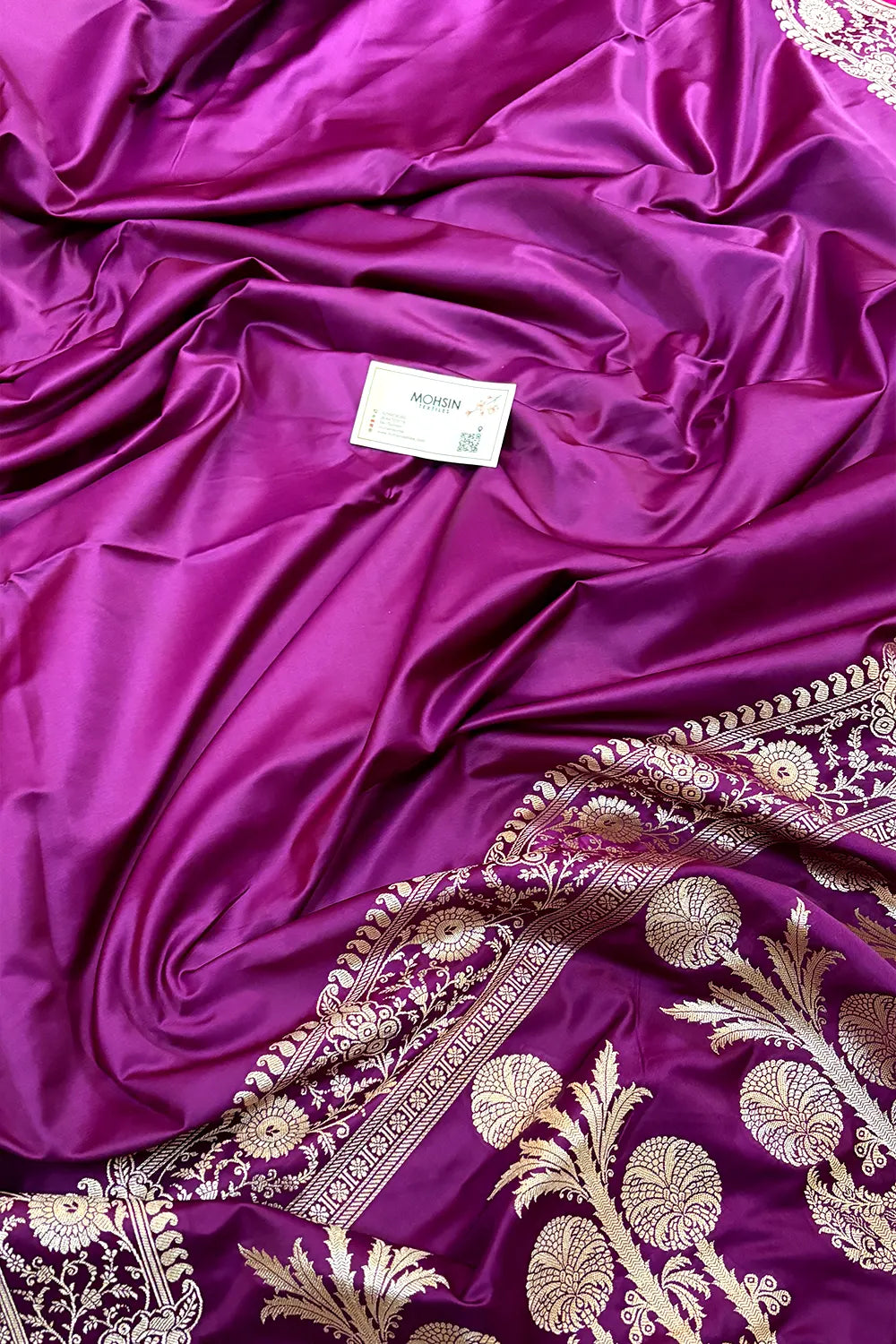 Purple Plain Katan Silk Banarasi Saree