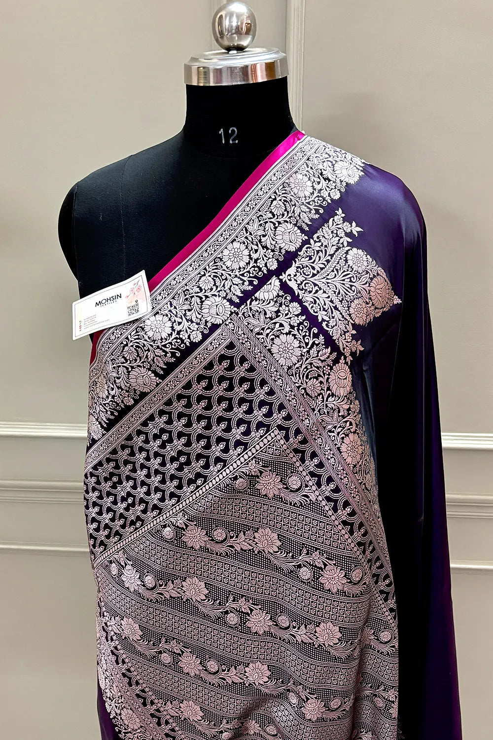 Purple Plain Zari Border Katan Silk Banarasi Saree