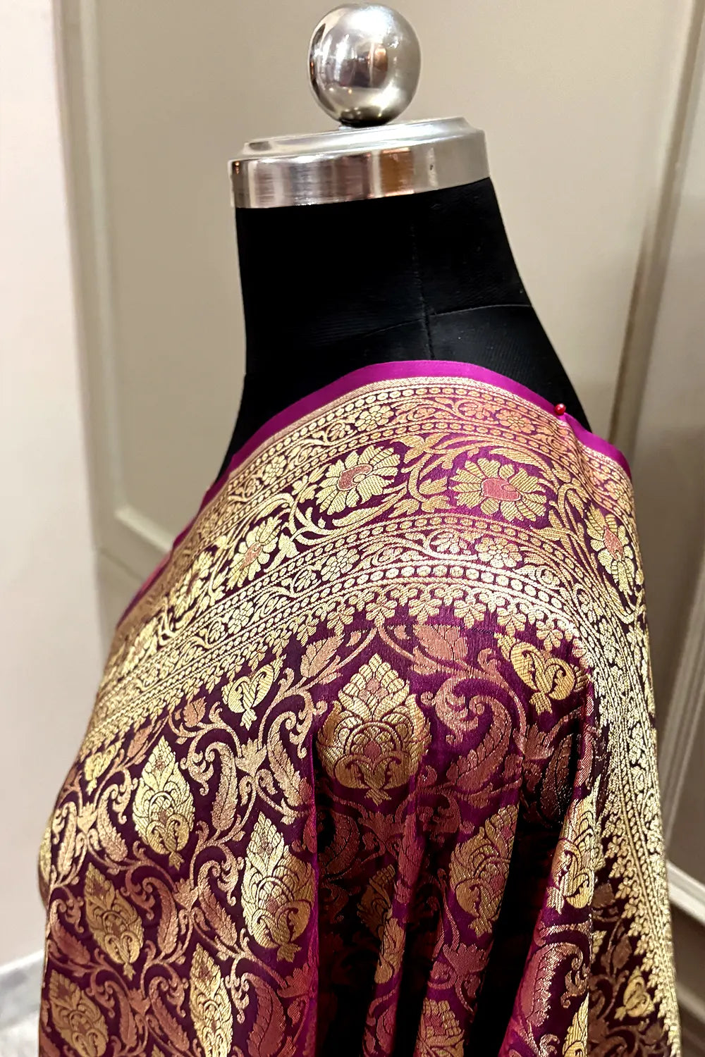 Purple Rajvada Buti Katan Silk Banarasi Saree