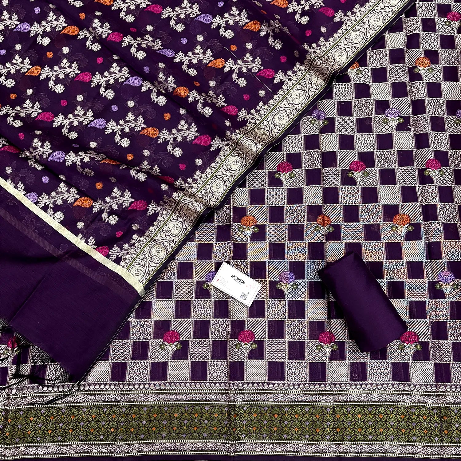 Purple Resham Banarasi Silk Suit