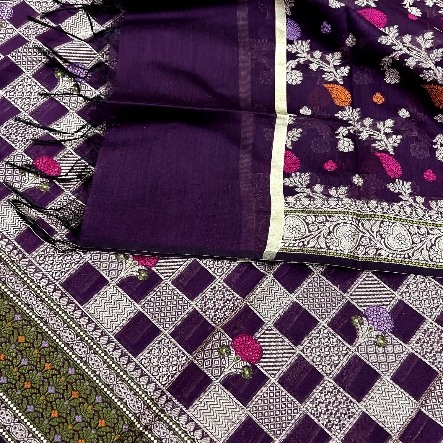 Purple Resham Banarasi Silk Suit