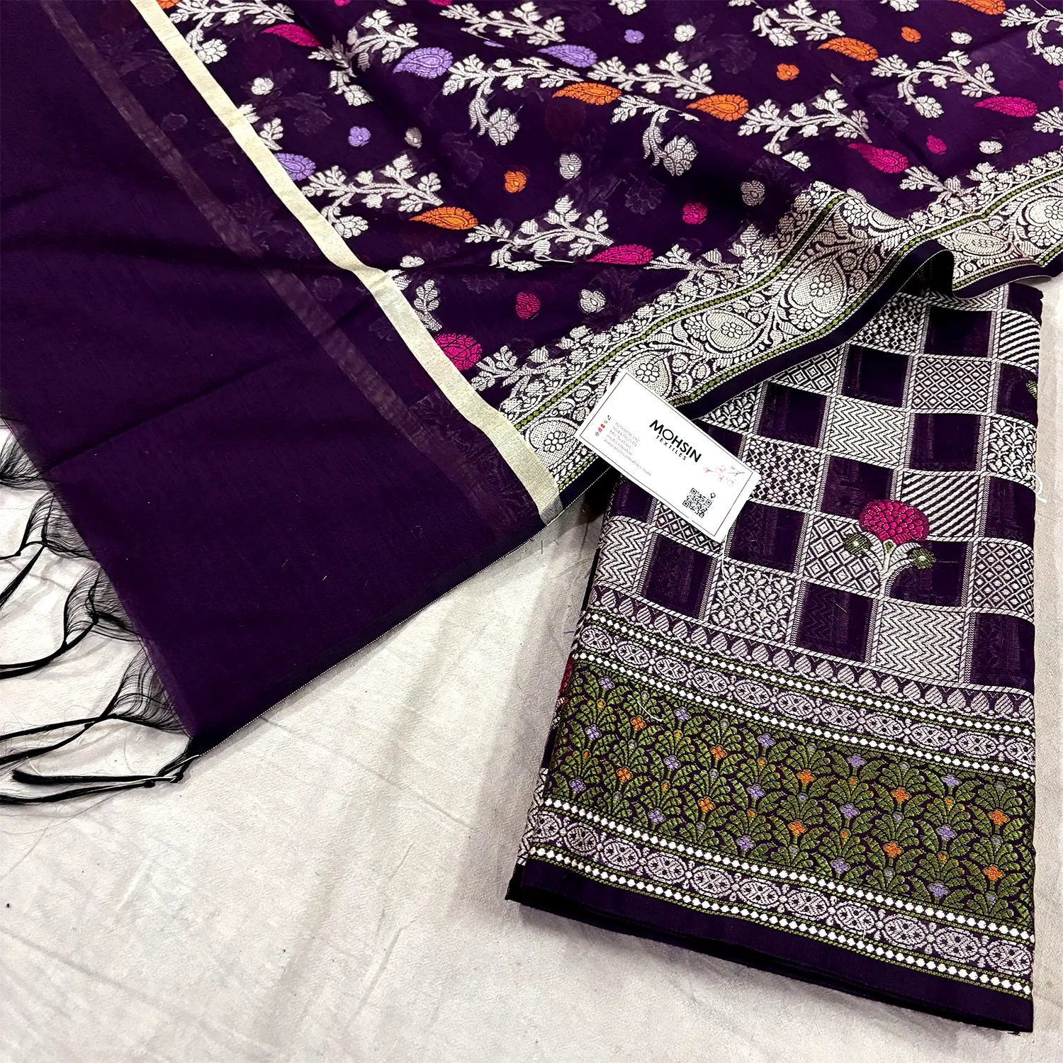 Purple Resham Banarasi Silk Suit