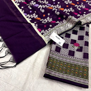 Purple Resham Banarasi Silk Suit