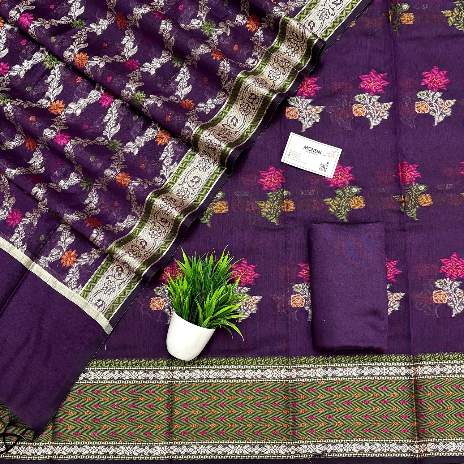 Purple Resham Banarasi Silk Suit