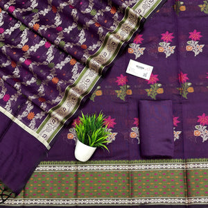 Purple Resham Banarasi Silk Suit