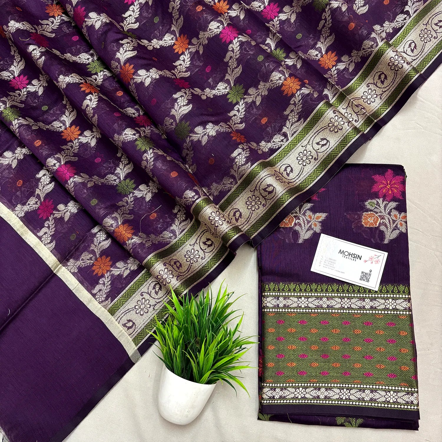 Purple Resham Banarasi Silk Suit