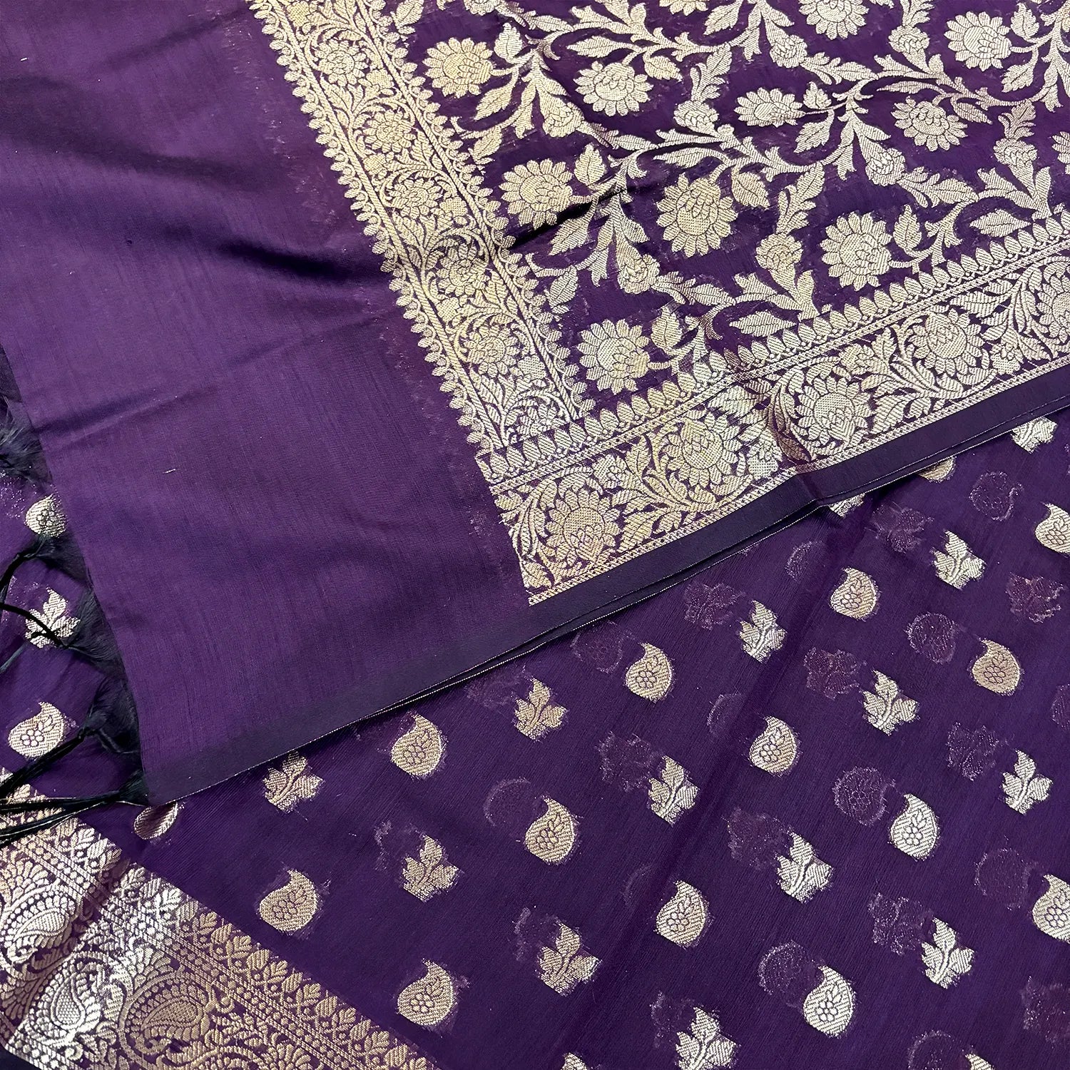 Purple Resham Banarasi Silk Suit
