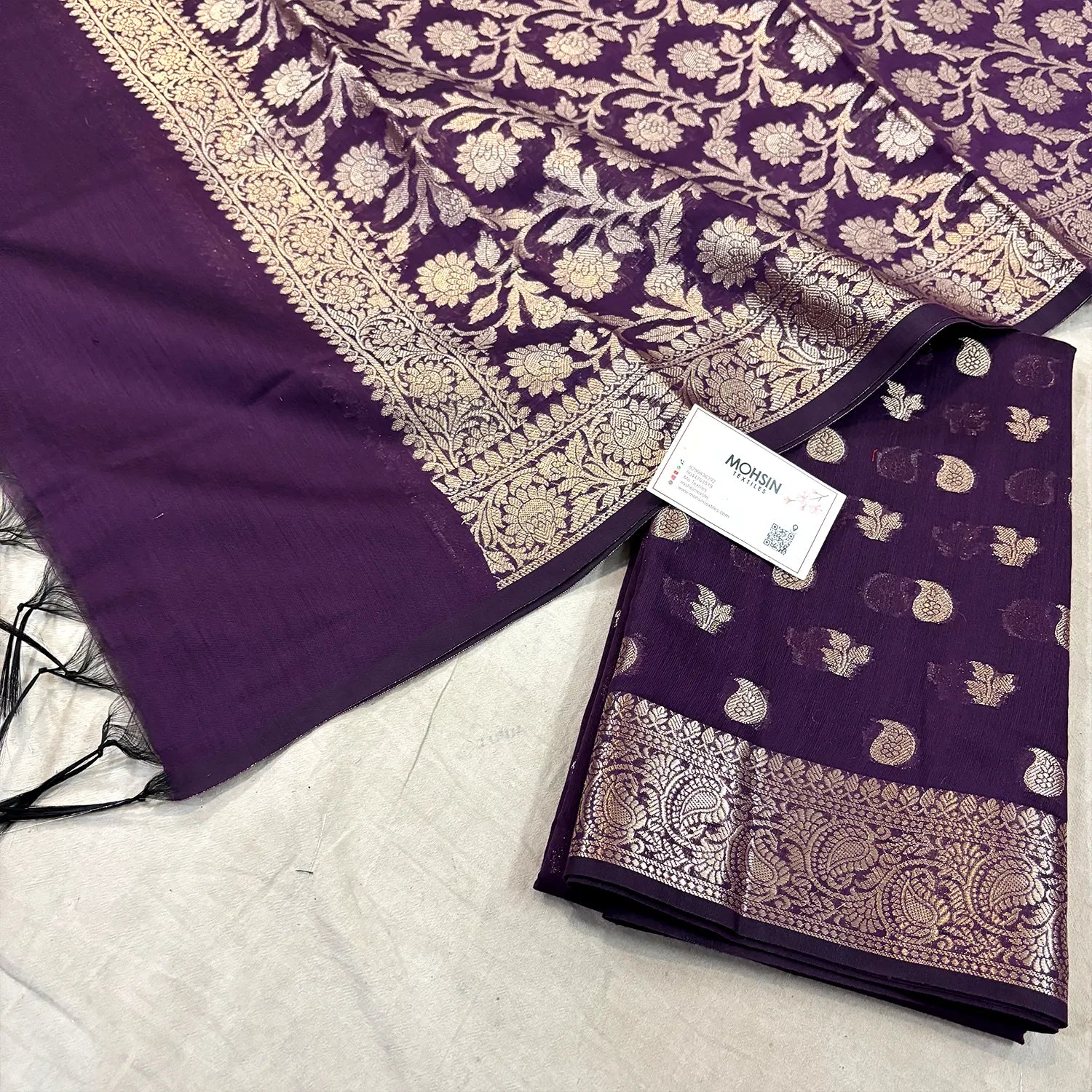 Purple Resham Banarasi Silk Suit