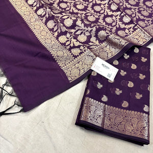Purple Resham Banarasi Silk Suit