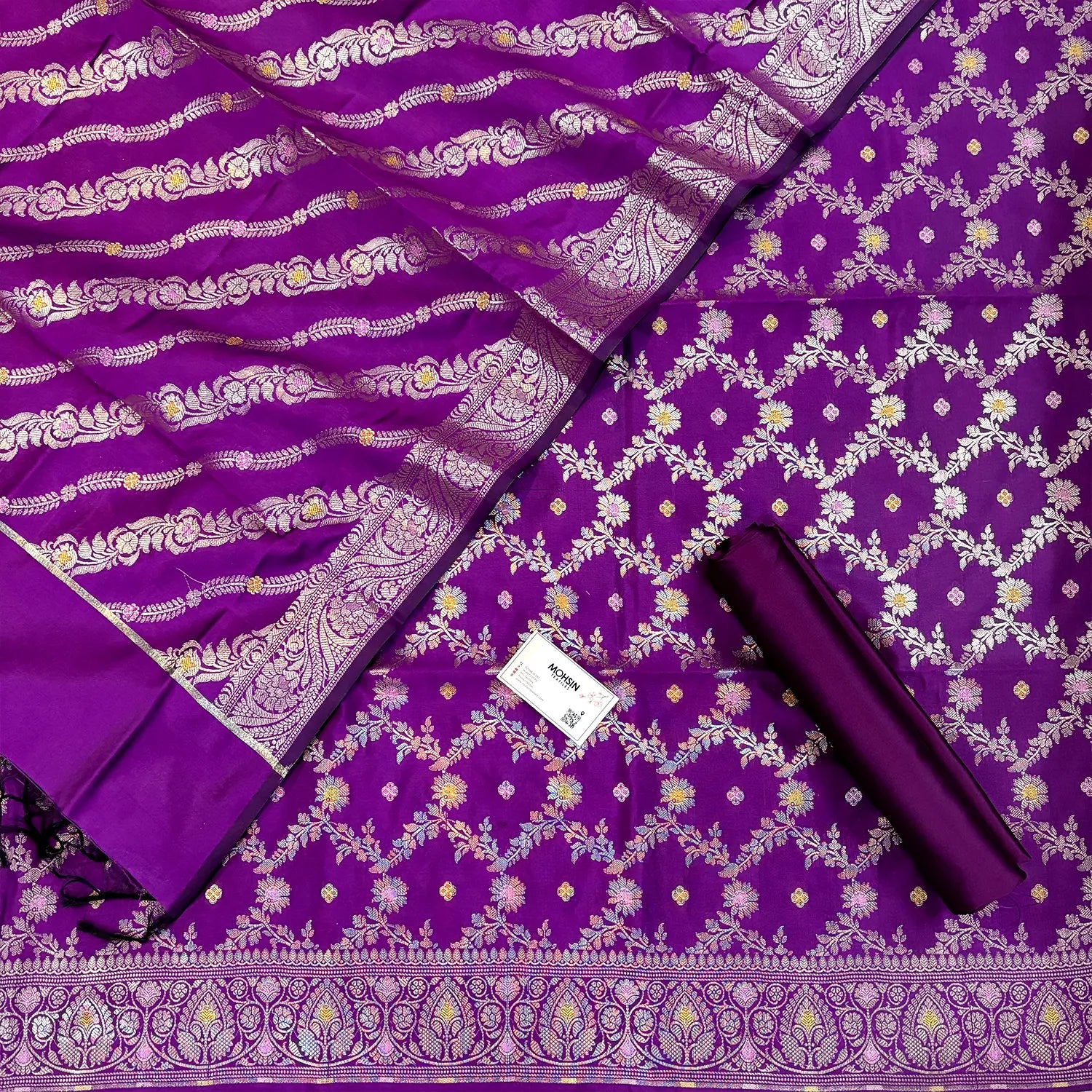 Purple Resham Banarasi Silk Suit