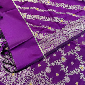 Purple Resham Banarasi Silk Suit
