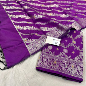 Purple Resham Banarasi Silk Suit