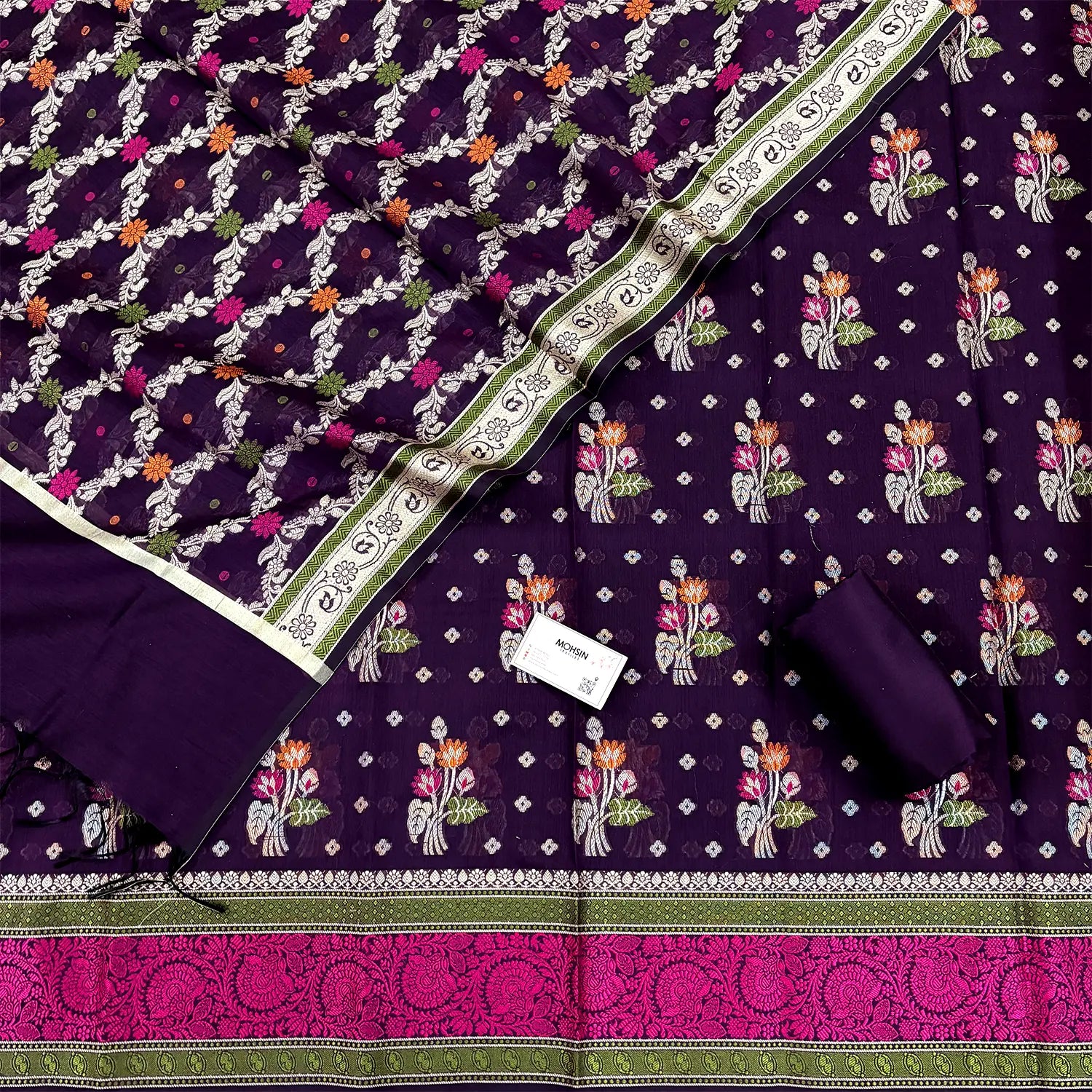 Purple Resham Banarasi Silk Suit