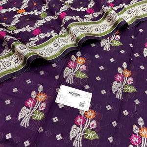 Purple Resham Banarasi Silk Suit