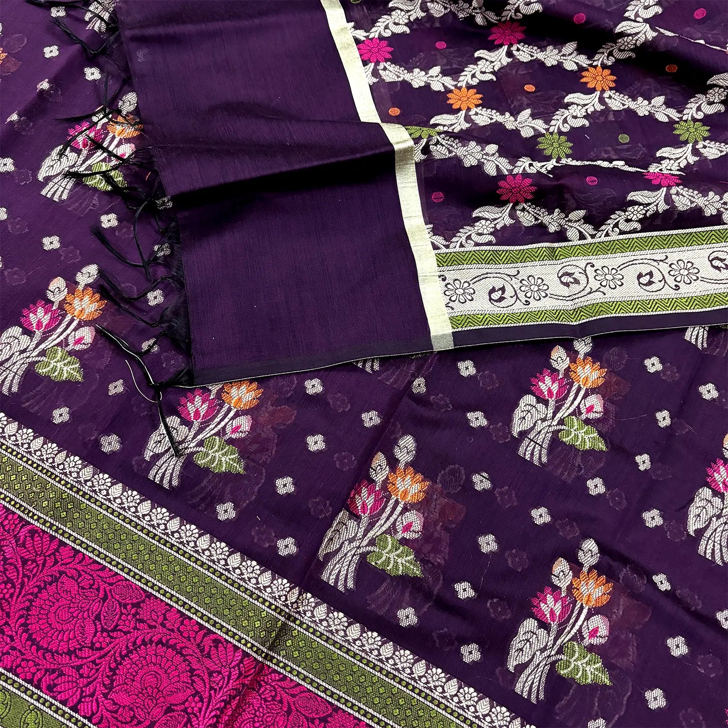 Purple Resham Banarasi Silk Suit
