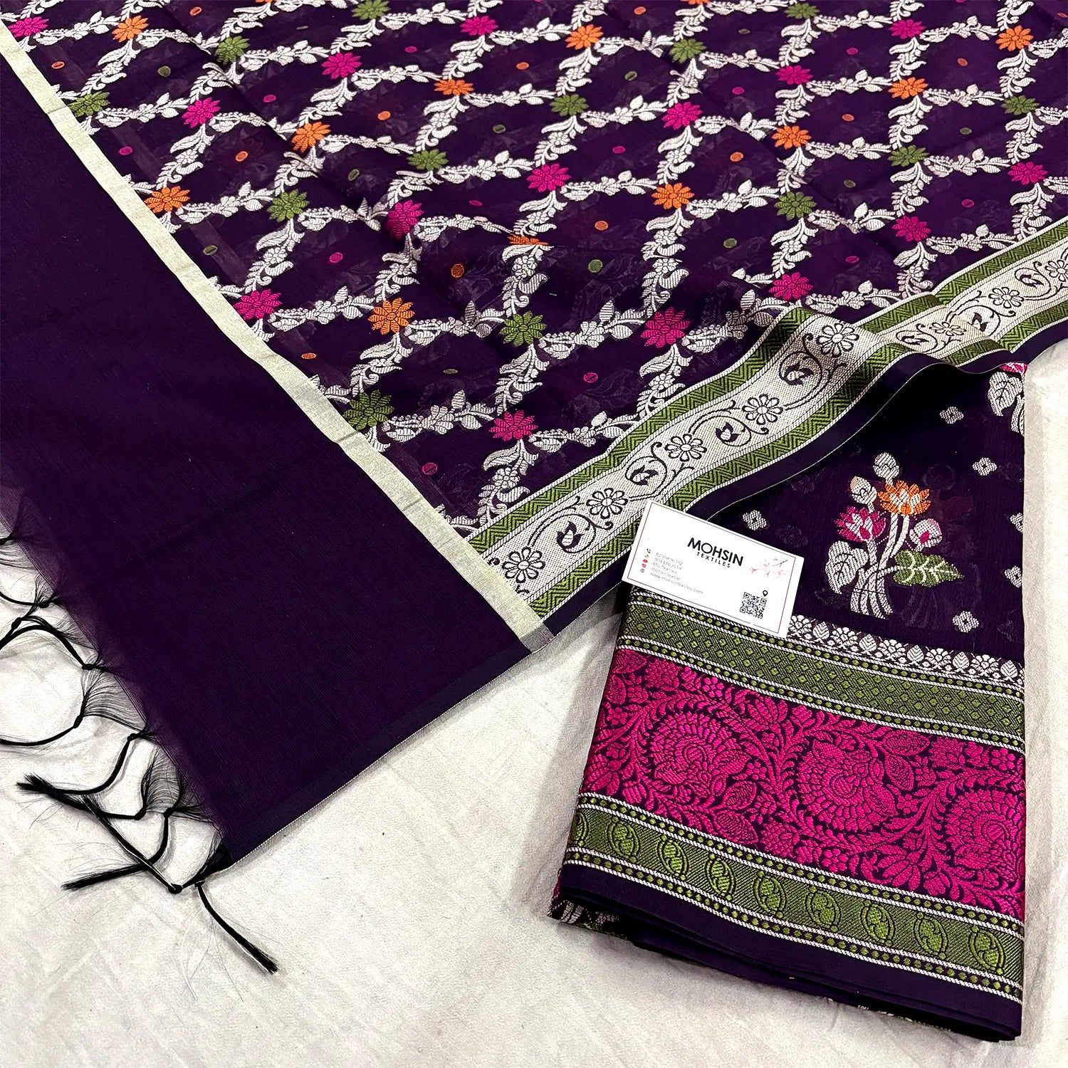 Purple Resham Banarasi Silk Suit