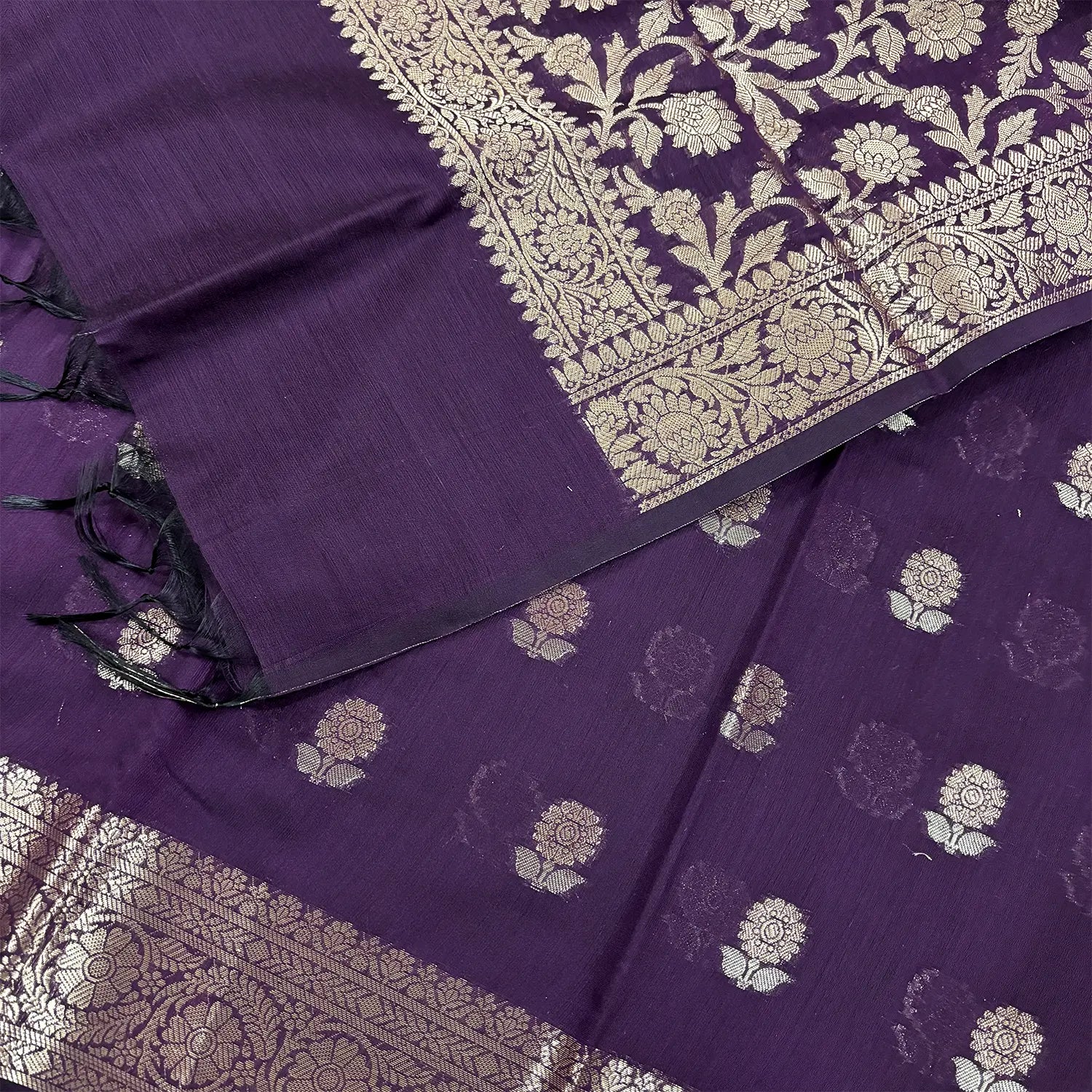Purple Resham Banarasi Silk Suit