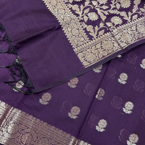 Purple Resham Banarasi Silk Suit