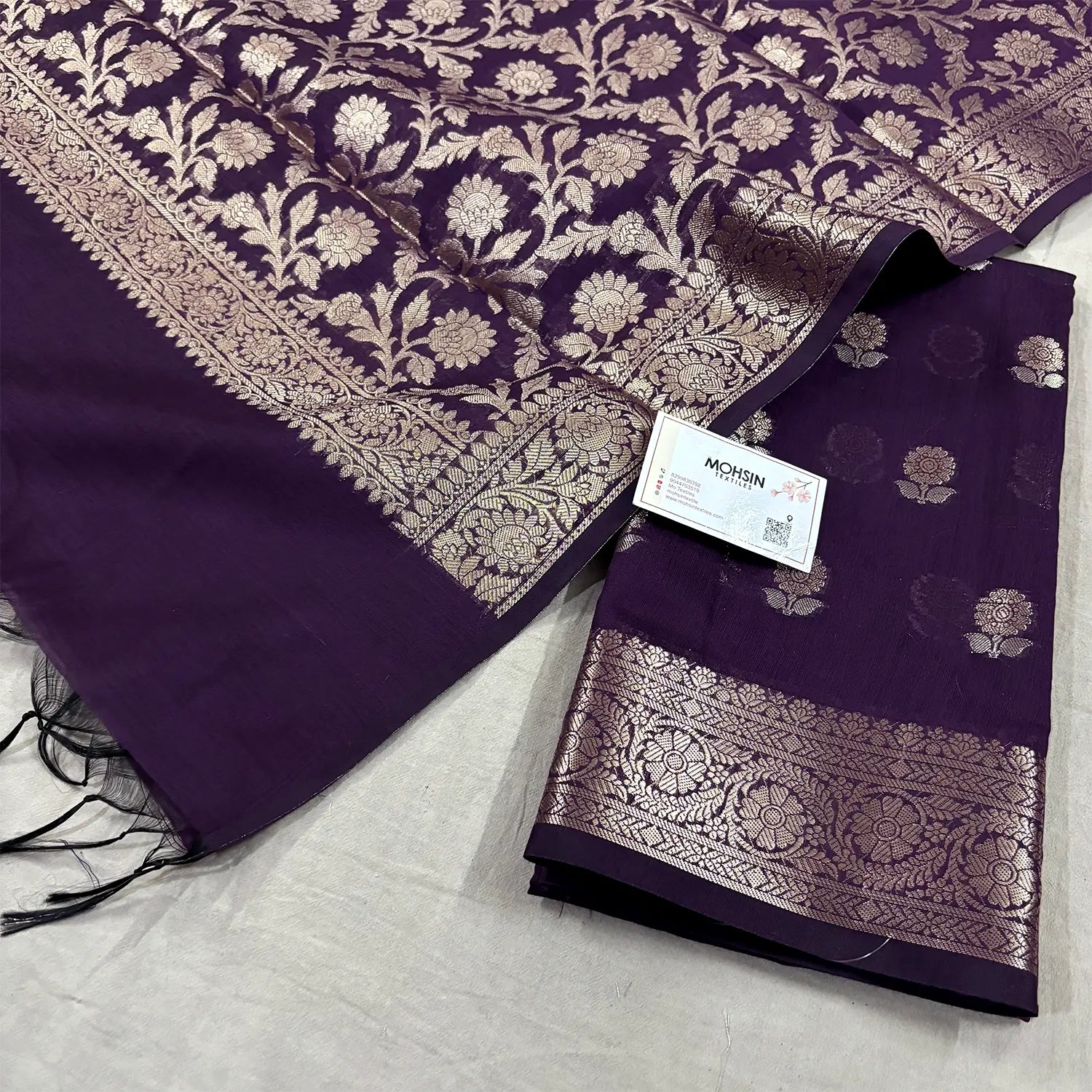 Purple Resham Banarasi Silk Suit