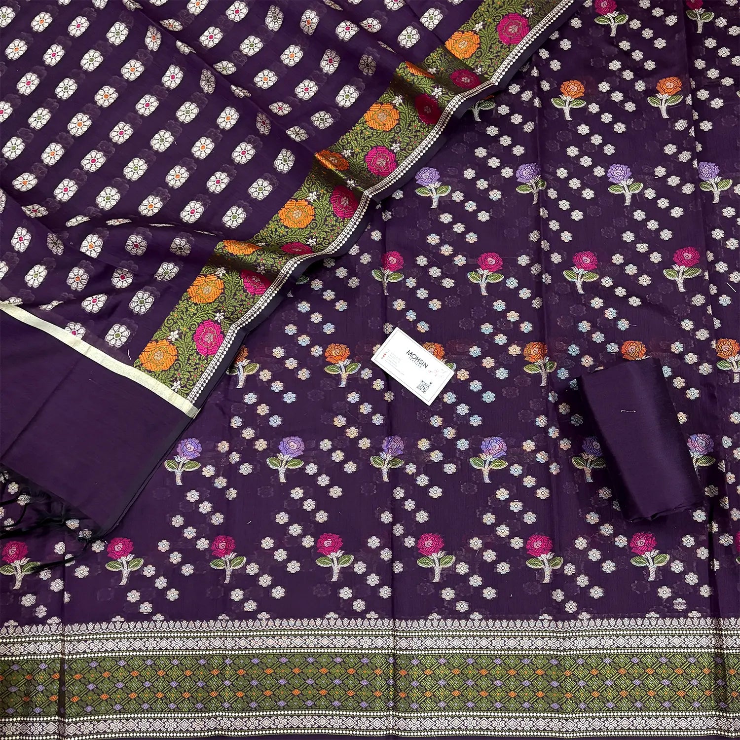 Purple Resham Banarasi Silk Suit