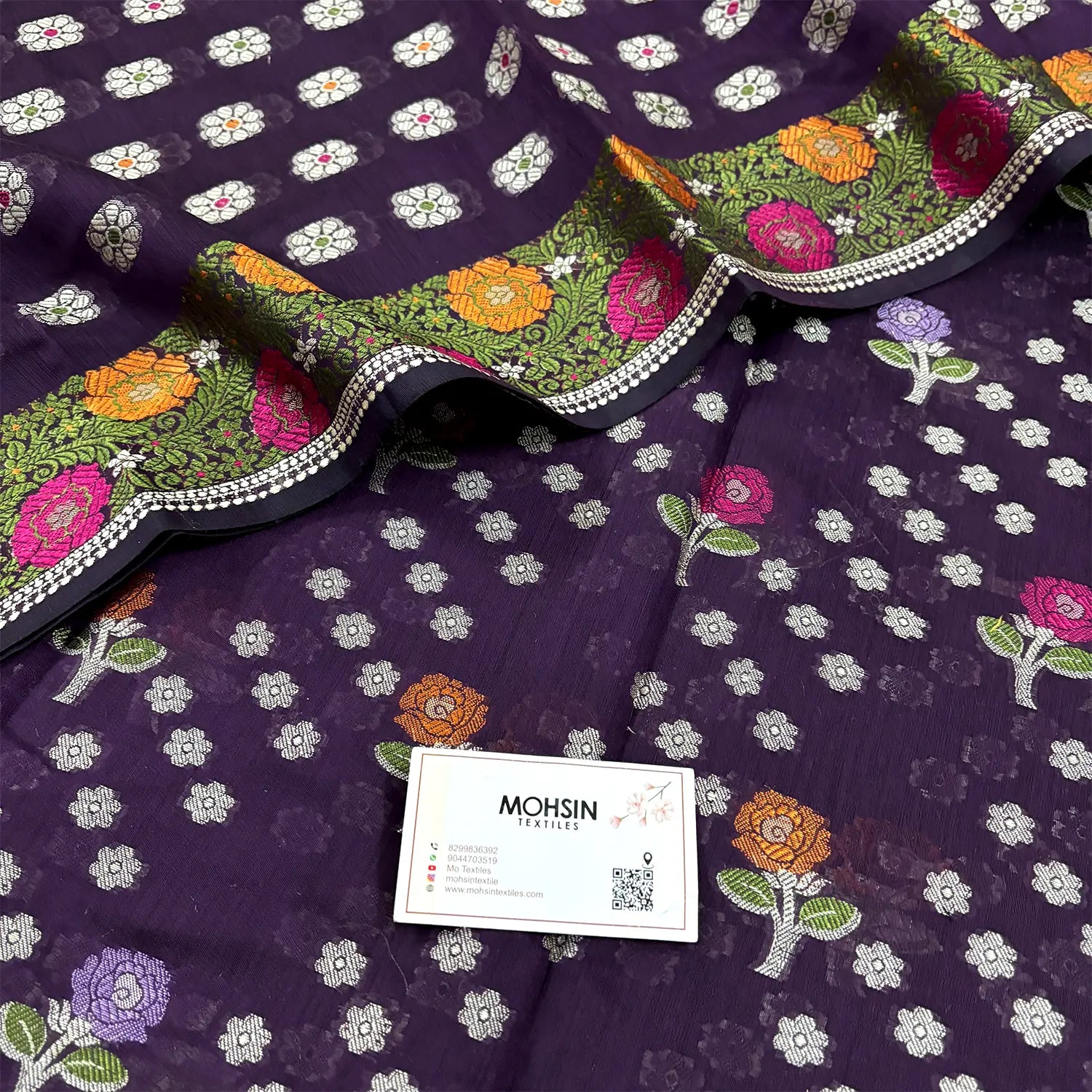 Purple Resham Banarasi Silk Suit