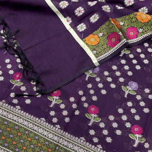 Purple Resham Banarasi Silk Suit