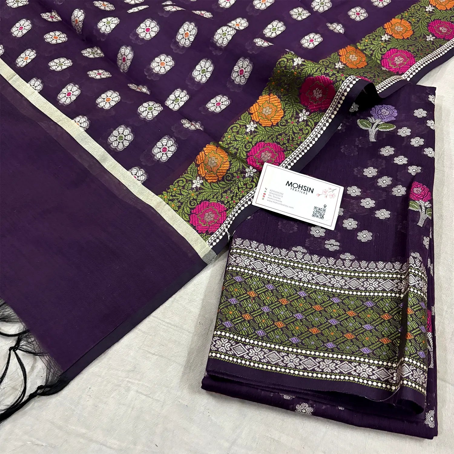 Purple Resham Banarasi Silk Suit