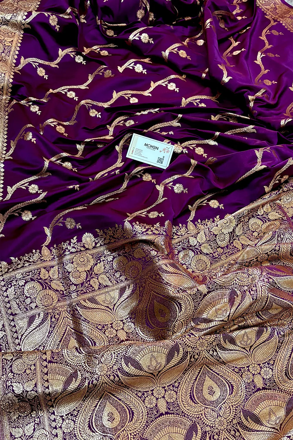 Purple Rowa Laher Katan Silk Banarasi Saree