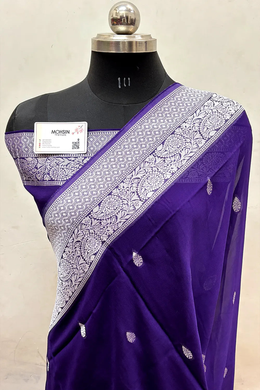 Purple Rupa Buti Pure Viscose Georgette Silk Banarasi Saree