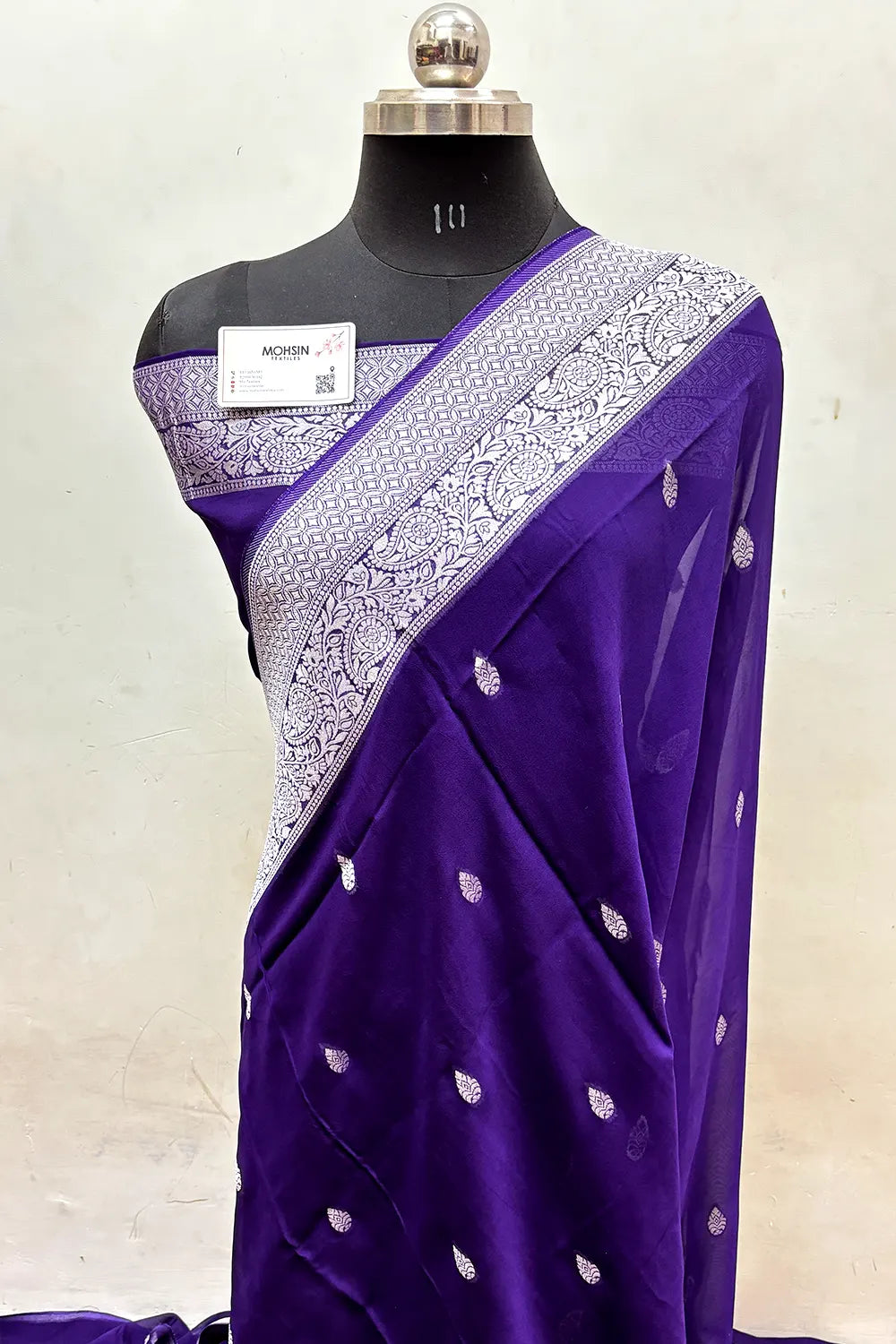 Purple Rupa Buti Pure Viscose Georgette Silk Banarasi Saree