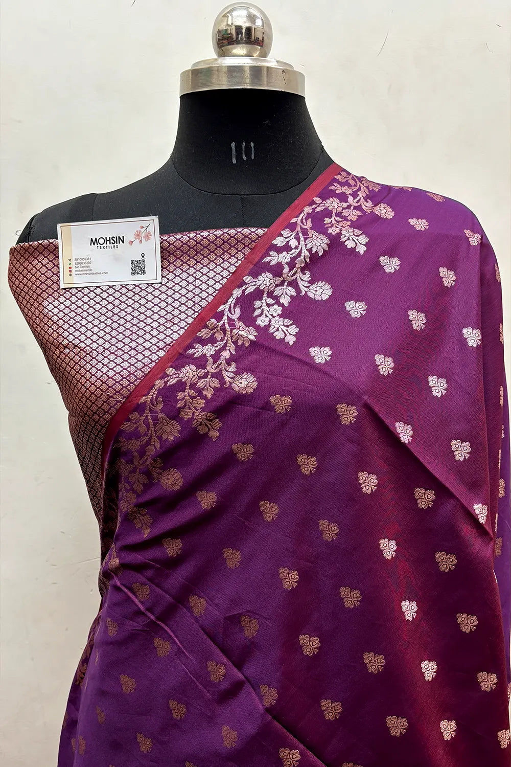 Purple Semi Katan Silk Banarasi Saree