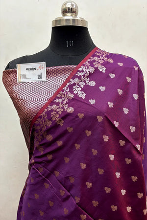 Purple Semi Katan Silk Banarasi Saree