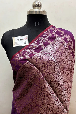 Purple Semi Katan Silk Banarasi Saree
