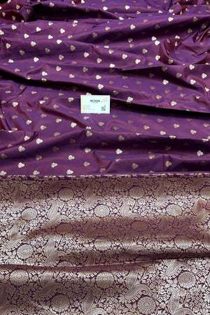 Purple Semi Katan Silk Banarasi Saree