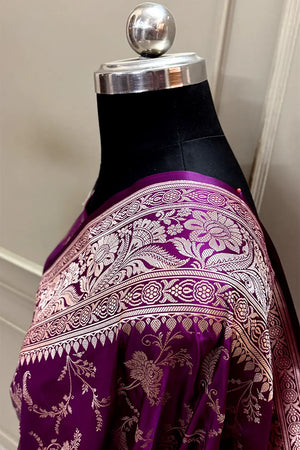Purple Suhani Jaal Katan Silk Banarasi Saree