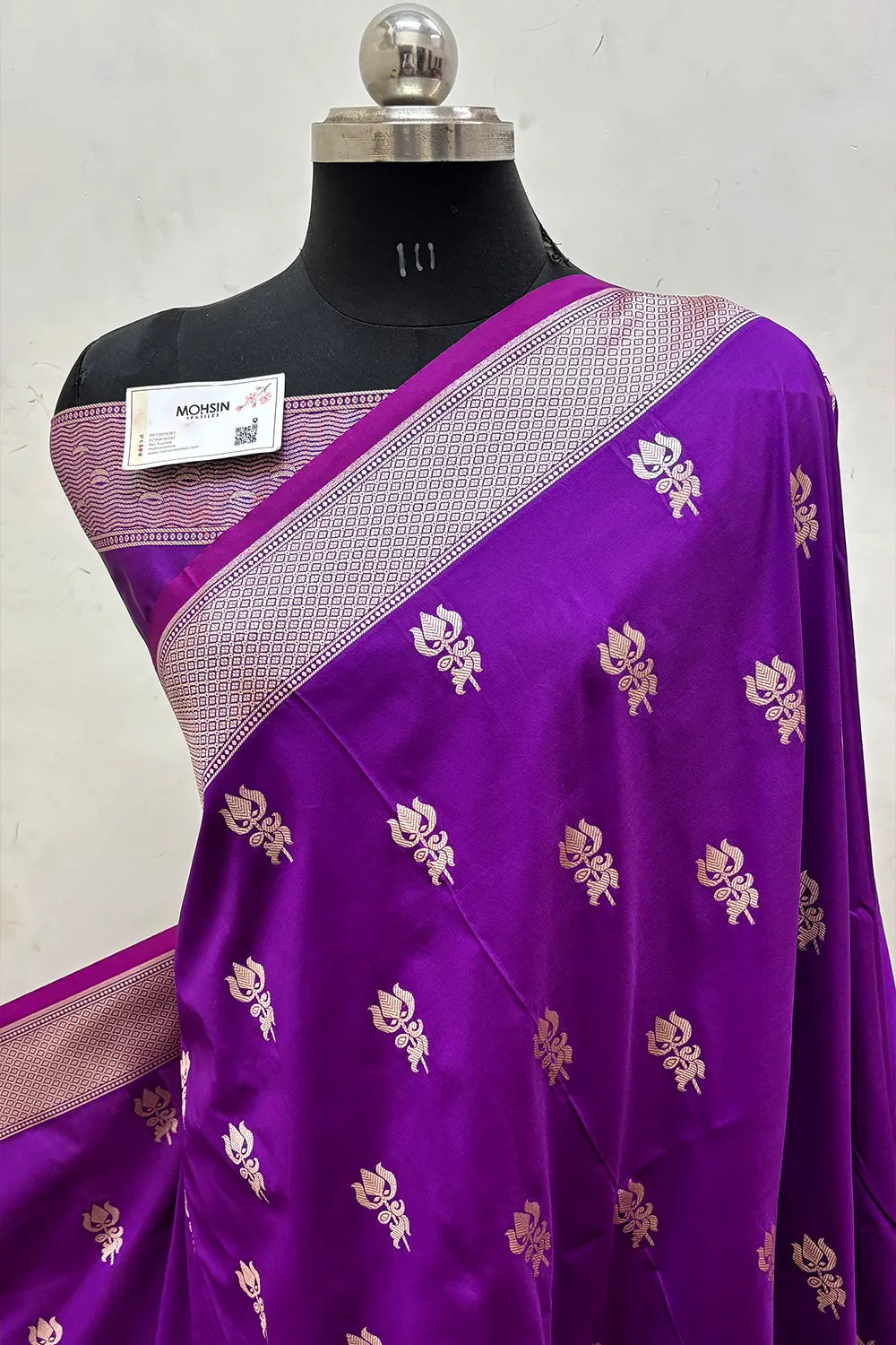 Purple Trishul Ghat Katan Silk Banarasi Saree